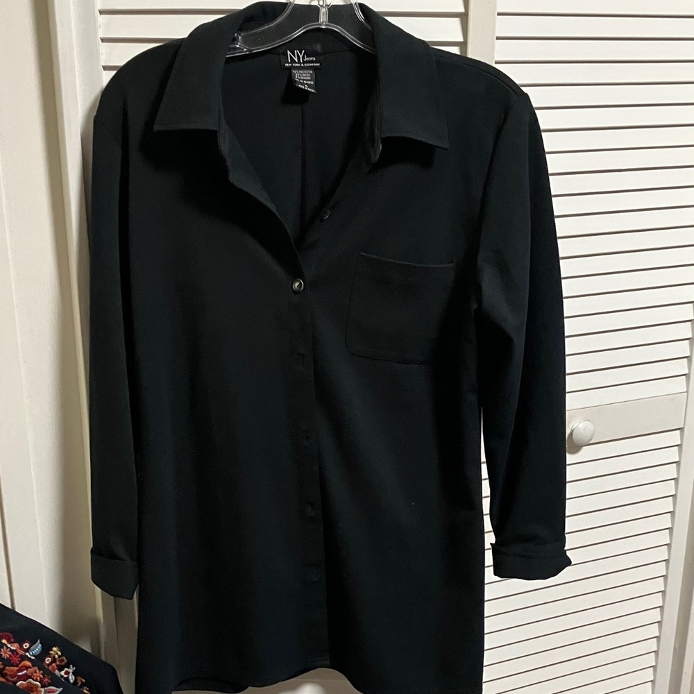 New York & Company Black Casual Button Down Shirt